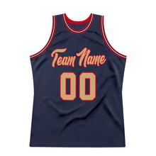 Load image into Gallery viewer, Custom Navy Old Gold-Red Authentic Throwback Basketball Jersey