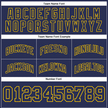 Load image into Gallery viewer, Custom Navy Navy-Gold Authentic Throwback Basketball Shorts