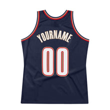 Load image into Gallery viewer, Custom Navy White-Orange Authentic Throwback Basketball Jersey