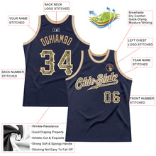 Load image into Gallery viewer, Custom Navy Camo-Old Gold Authentic Throwback Basketball Jersey