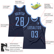 Load image into Gallery viewer, Custom Navy Light Blue Authentic Throwback Basketball Jersey