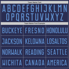 Load image into Gallery viewer, Custom Navy Light Blue Authentic Throwback Basketball Jersey