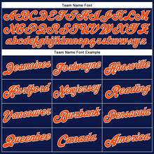 Load image into Gallery viewer, Custom Navy Orange-White Authentic Baseball Jersey