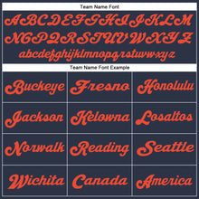 Load image into Gallery viewer, Custom Navy Orange-White Mesh Authentic Throwback Football Jersey