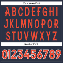 Load image into Gallery viewer, Custom Navy Orange-White Mesh Authentic Throwback Football Jersey