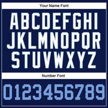 Load image into Gallery viewer, Custom Navy White Pinstripe Light Blue-White Authentic Baseball Jersey