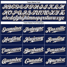 Load image into Gallery viewer, Custom Navy White Pinstripe White-Old Gold Authentic Baseball Jersey