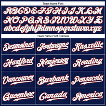 Load image into Gallery viewer, Custom Navy White Pinstripe White-Red Authentic Baseball Jersey