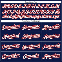 Load image into Gallery viewer, Custom Navy White Pinstripe Red-White Authentic Baseball Jersey