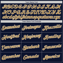 Load image into Gallery viewer, Custom Navy Old Gold-White Authentic Baseball Jersey