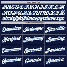 Load image into Gallery viewer, Custom Navy White-Light Blue Authentic Baseball Jersey