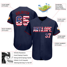Load image into Gallery viewer, Custom Navy USA Flag-Red Authentic Baseball Jersey