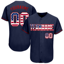 Load image into Gallery viewer, Custom Navy USA Flag-Red Authentic Baseball Jersey