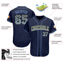 Load image into Gallery viewer, Custom Navy Light Blue-Gold Authentic Drift Fashion Baseball Jersey