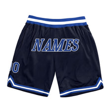 Load image into Gallery viewer, Custom Navy Royal-White Authentic Throwback Basketball Shorts