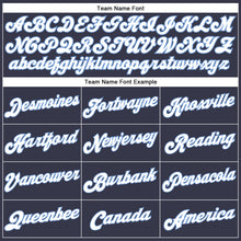 Load image into Gallery viewer, Custom Navy White Pinstripe White-Light Blue Authentic Basketball Jersey