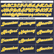 Load image into Gallery viewer, Custom Navy White Pinstripe Gold-White Authentic Basketball Jersey