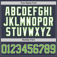 Load image into Gallery viewer, Custom Navy White Pinstripe Neon Green-White Authentic Basketball Jersey