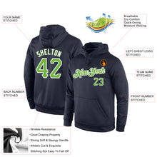 Load image into Gallery viewer, Custom Stitched Navy Neon Green-White Sports Pullover Sweatshirt Hoodie
