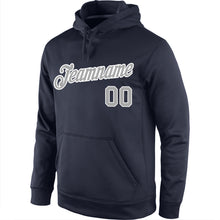 Load image into Gallery viewer, Custom Stitched Navy Gray-White Sports Pullover Sweatshirt Hoodie