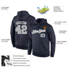Load image into Gallery viewer, Custom Stitched Navy Gray-White Sports Pullover Sweatshirt Hoodie