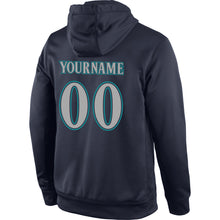Load image into Gallery viewer, Custom Stitched Navy Gray-Aqua Sports Pullover Sweatshirt Hoodie