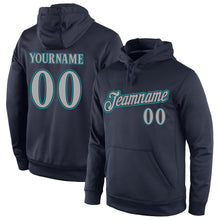 Load image into Gallery viewer, Custom Stitched Navy Gray-Aqua Sports Pullover Sweatshirt Hoodie