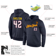 Load image into Gallery viewer, Custom Stitched Navy White-Gold Sports Pullover Sweatshirt Hoodie