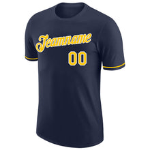 Load image into Gallery viewer, Custom Navy Gold-White Performance T-Shirt