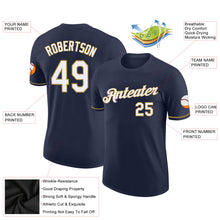 Load image into Gallery viewer, Custom Navy White-Old Gold Performance T-Shirt
