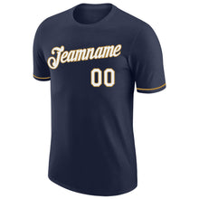 Load image into Gallery viewer, Custom Navy White-Old Gold Performance T-Shirt