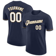 Load image into Gallery viewer, Custom Navy White-Old Gold Performance T-Shirt