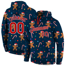 Load image into Gallery viewer, Custom Stitched Navy Red-White Christmas 3D Sports Pullover Sweatshirt Hoodie