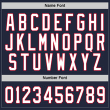 Load image into Gallery viewer, Custom Navy White-Red Hockey Jersey