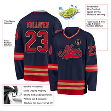 Load image into Gallery viewer, Custom Navy Red-Old Gold Hockey Jersey