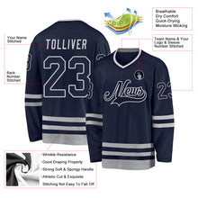 Load image into Gallery viewer, Custom Navy Navy-Gray Hockey Jersey