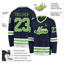 Load image into Gallery viewer, Custom Navy Neon Green-White Hockey Jersey