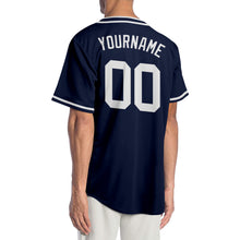 Load image into Gallery viewer, Custom Navy White Authentic Baseball Jersey