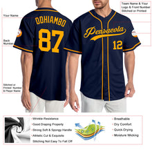 Load image into Gallery viewer, Custom Navy Gold Authentic Baseball Jersey