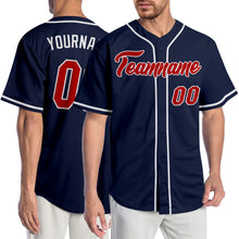 Load image into Gallery viewer, Custom Navy Red-White Authentic Baseball Jersey
