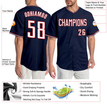 Load image into Gallery viewer, Custom Navy White-Red Authentic Baseball Jersey