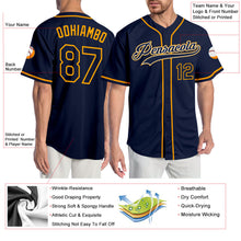 Load image into Gallery viewer, Custom Navy Navy-Gold Authentic Baseball Jersey