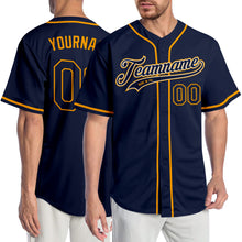 Load image into Gallery viewer, Custom Navy Navy-Gold Authentic Baseball Jersey