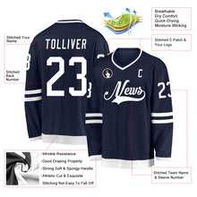 Load image into Gallery viewer, Custom Navy White Hockey Jersey