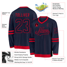 Load image into Gallery viewer, Custom Navy Navy-Red Hockey Jersey