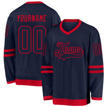 Load image into Gallery viewer, Custom Navy Navy-Red Hockey Jersey
