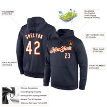 Load image into Gallery viewer, Custom Stitched Navy White-Orange Sports Pullover Sweatshirt Hoodie