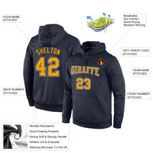 Load image into Gallery viewer, Custom Stitched Navy Gold-White Sports Pullover Sweatshirt Hoodie