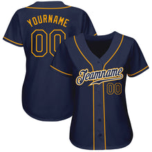 Load image into Gallery viewer, Custom Navy Navy-Gold Authentic Baseball Jersey