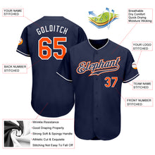Load image into Gallery viewer, Custom Navy Orange-White Authentic Baseball Jersey